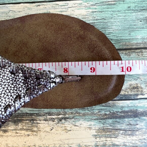 OTBT Meditate Thong Sandals Womens 8M Gray Leather Wedge Slingback Whipstitch - Picture 8 of 12